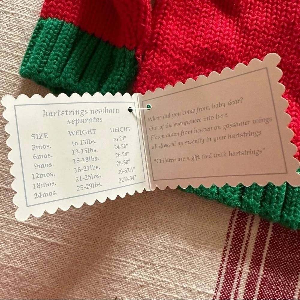 Vintage Hartstrings NEW Christmas SANTA Knit Sweater Outfit Newborn 6-9 Months